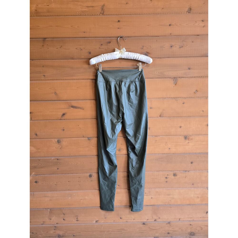 Aerie Offline Faux Leather Leggings Real Luxe Green Pull On Moto Olive Fall Pant - Picture 4 of 4